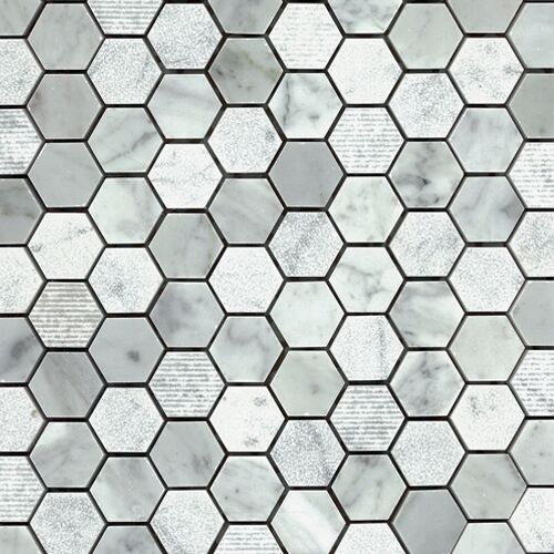 Bianco Carrara 1" Hex Multi-Texture 1 Bianco Carrara 1" Hex Multi-Texture