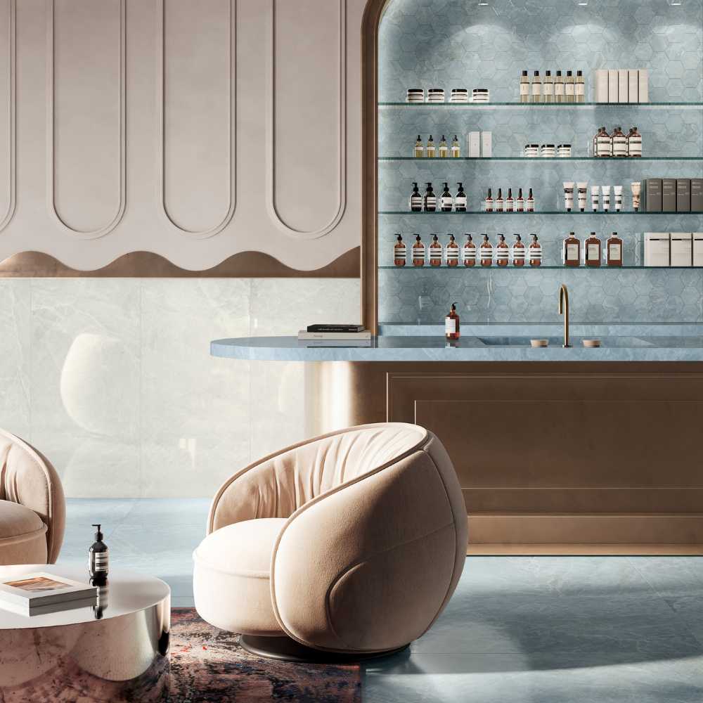 Aqua Hexagon Mosaic Satin 2 Aqua Hexagon Mosaic Satin