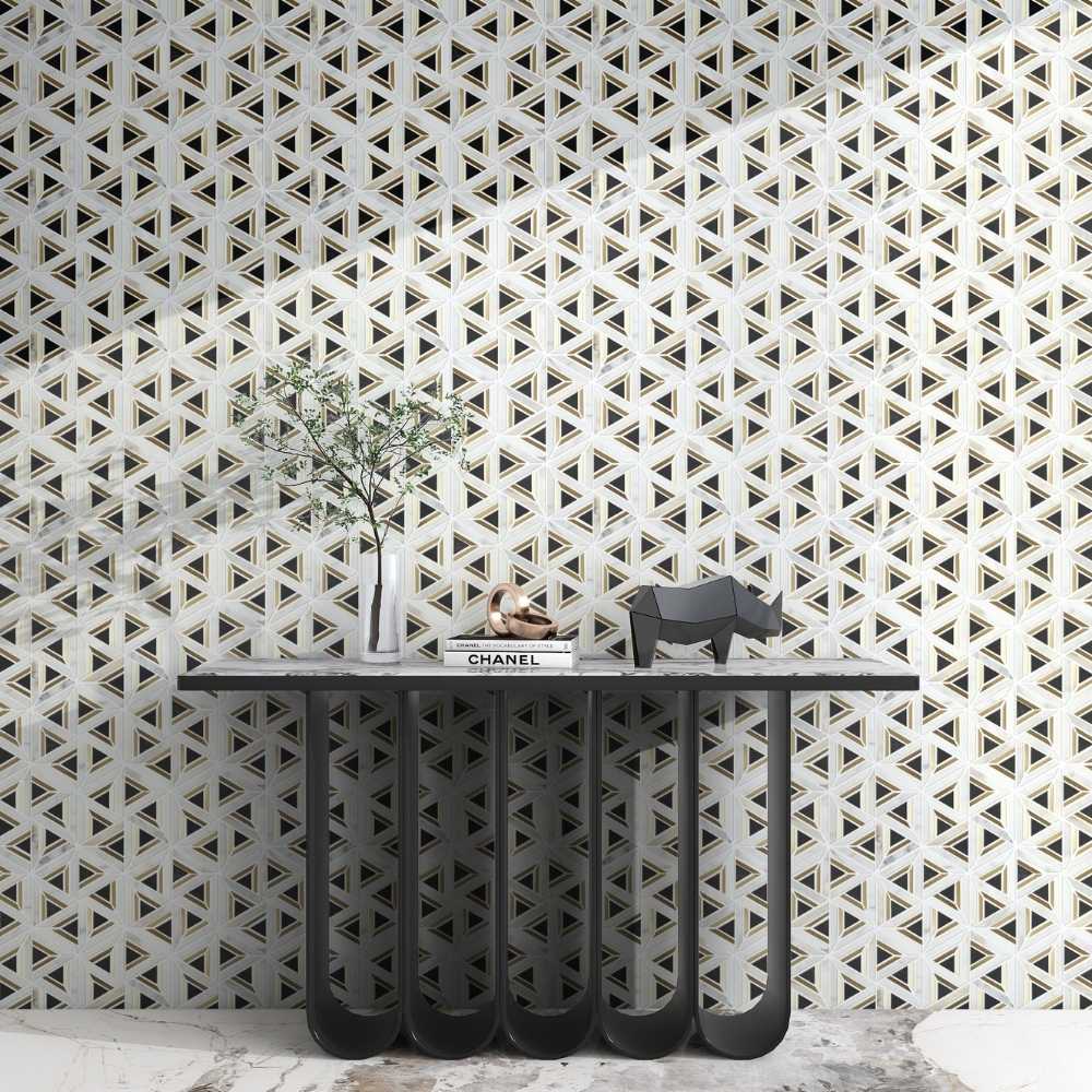 Calacatta Gold/ Nero Marquina/Satin Brass Pol.