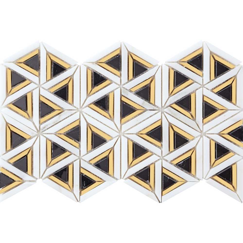 Calacatta Gold/ Nero Marquina/Satin Brass Pol. - Cancos Tile and Stone