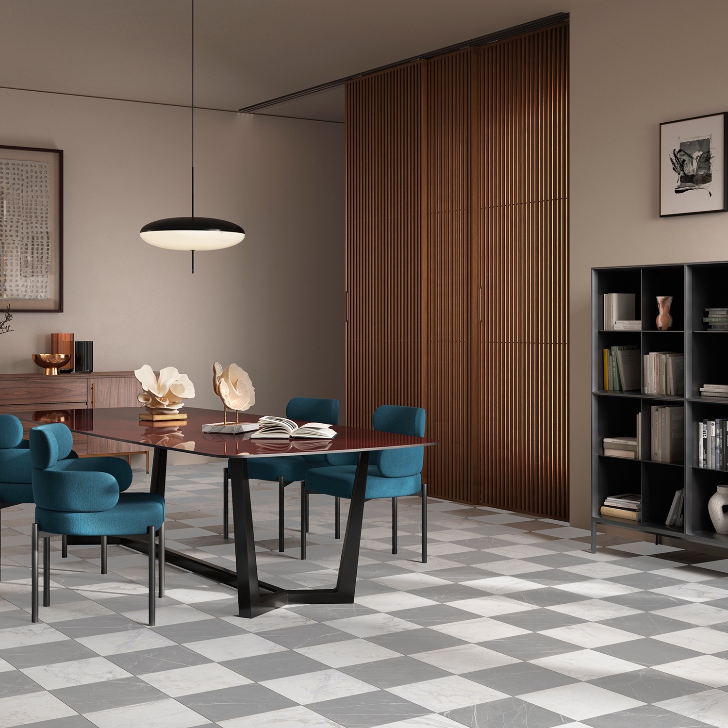 Bellagio Calacatta Gold and Pietra Grey dining room Bellagio Calacatta Gold and Pietra Grey dining room