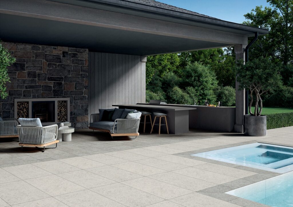 Porcelain pavers patio installation by Cancos Tile and Stone