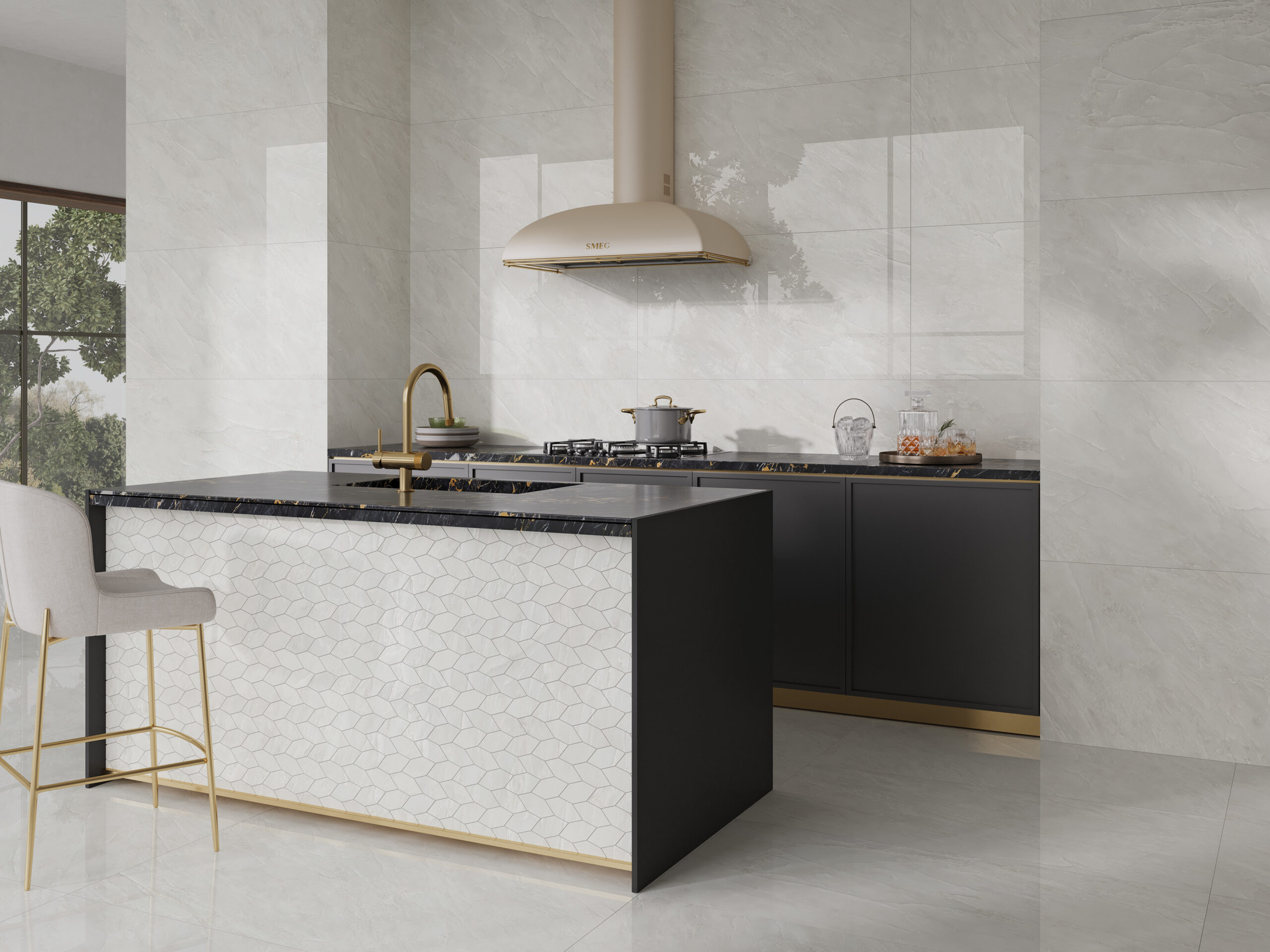 Regal Namibia Kitchen 24 by 48 tile and leafmos