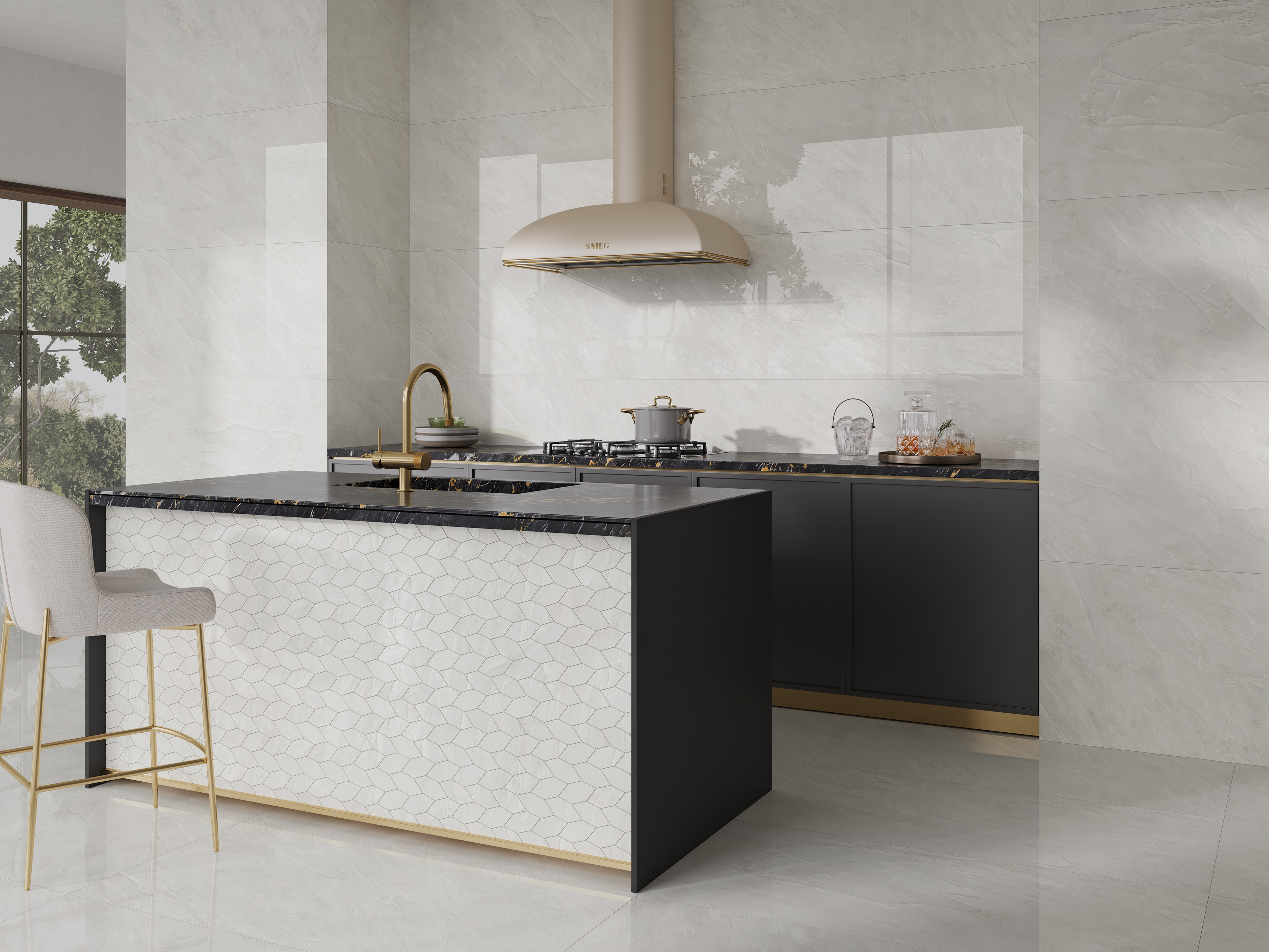 Regal Namibia Kitchen 24 by 48 tile and leafmos