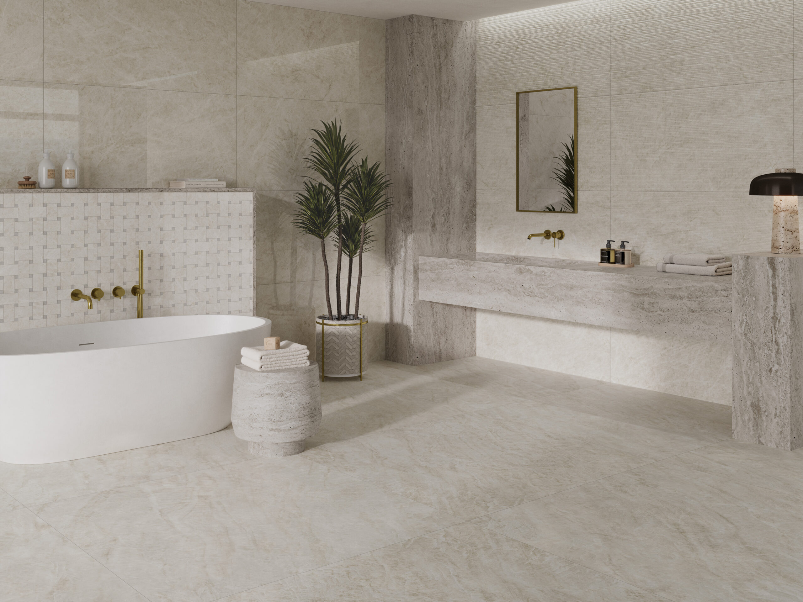 Regal Taj Mahal Bath 24 by 48 tile and 24 by 48 tilestr and weave