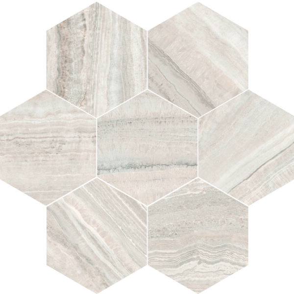 Aura Beige Hexagon Mosaic Satin porcelain tile