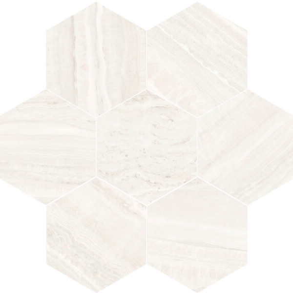 Aura Ivory Hexagon Mosaic Satin porcelain tile