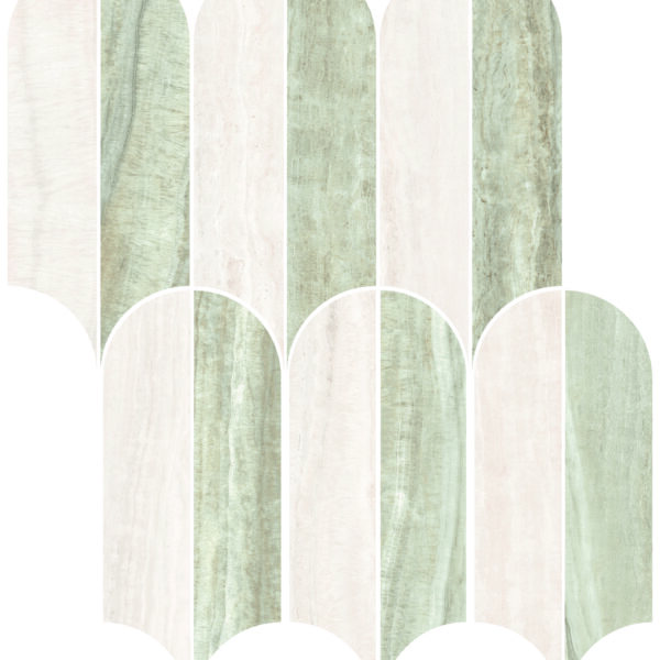Aura Ivory Parachute Mosaic Satin porcelain tile