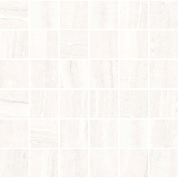 Aura White 2X2 Mosaic Satin porcelain tile