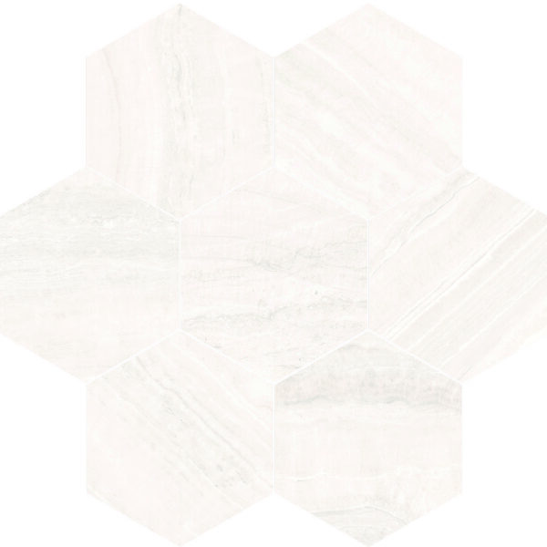 Aura White Hexagon Mosaic Satin porcelain tile