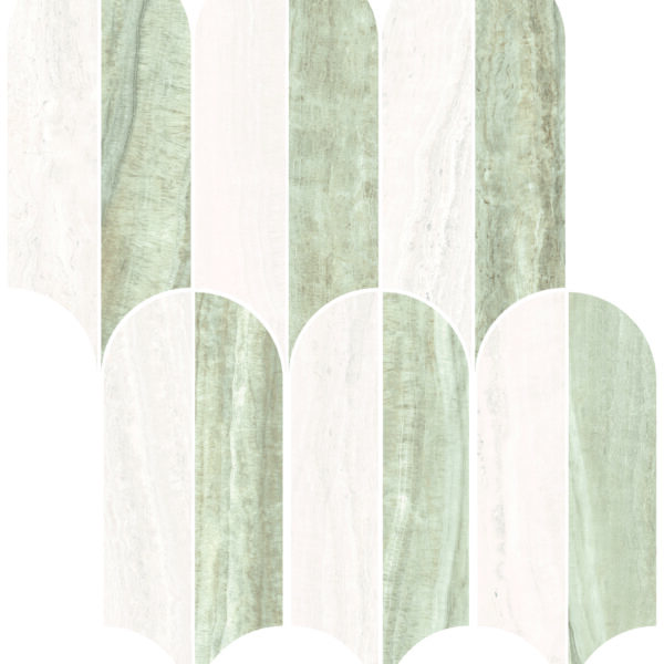 Aura White Parachute Mosaic Satin porcelain tile