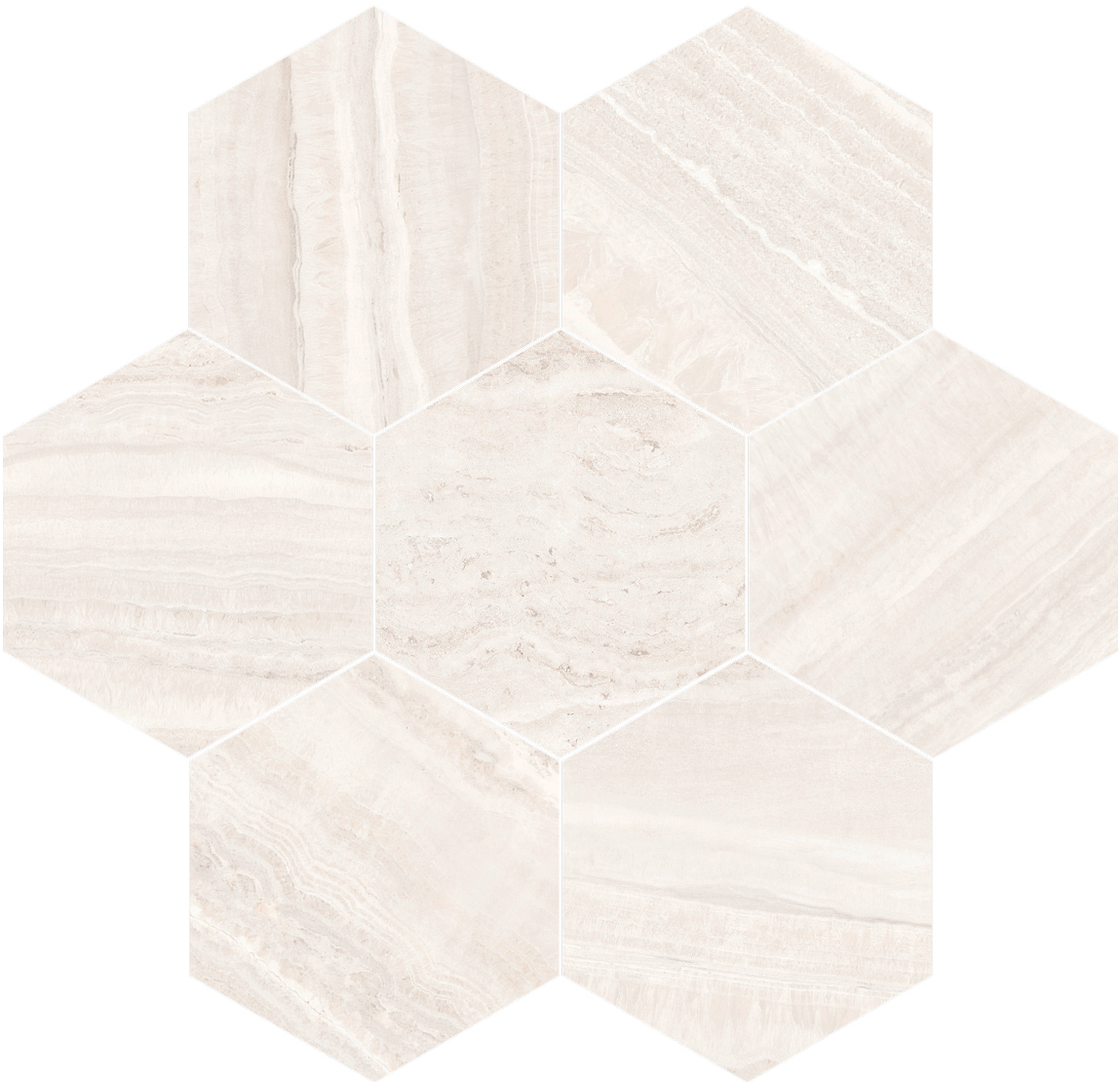 Aura Ivory Hexagon Mosaic Satin